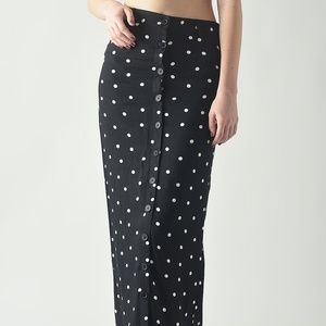 Forever 21 Polka Dot Long Skirt Retro Buttons M